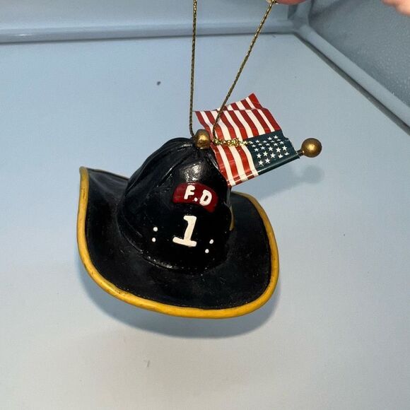 Fireman Hat with American Flag Lightweight Christmas Ornament - Picture 6 of 6